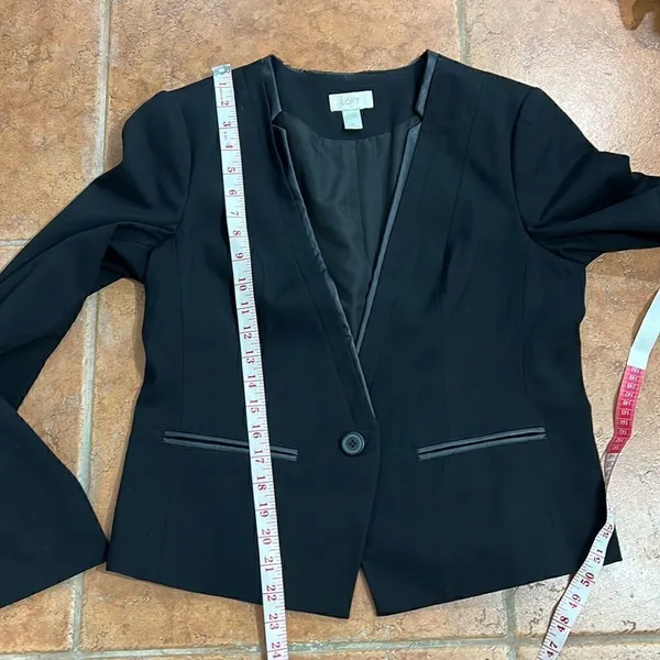 ‎Loft Leather Trimmed Black Blazer Size M - Image 9