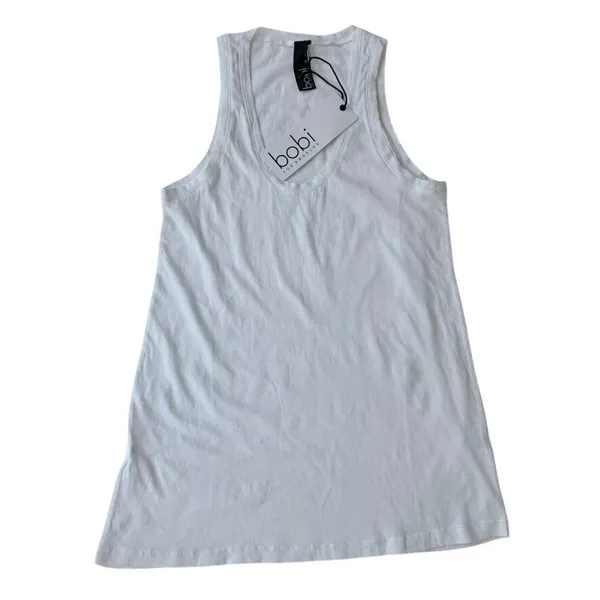 Bobi LA Tank Top White NEW Cotton Small Classic Prep Casual Jeans - Image 2