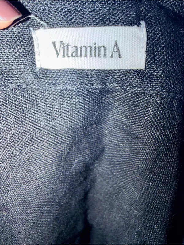 Vitamin A Eco Linen Oversized Collared Long Sleeve Shirt Black Women's Size S - Image 12