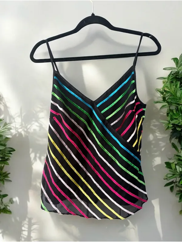 AMANDA UPRICHARD Mattie Velvet Rainbow Tank/Top Small - Image 4