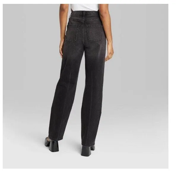 Women's Wild Fable High-Rise Straight‎ Jeans Black Wash Size 4/32" NWT - Image 3