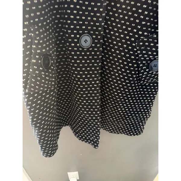 Hazel Womens Black White Twee Coquette Academia Button Front Pea Coat‎ Size M - Image 4