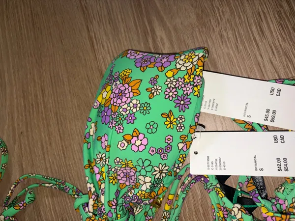 brand new urban outfitters green floral bikini halter and thong small with tags - Image 6