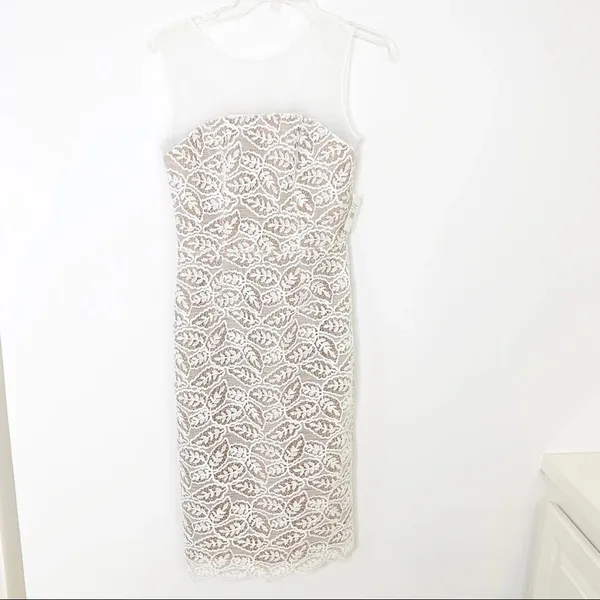 NWT DRESS THE POPULATION Tegan Lace Midi Dress White Size XS - Image 4