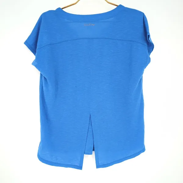 Lilly Pulitzer Luxletic Brodie Blue V-Neck T- Shirt Top Split Back Tee - Size XS - Image 2