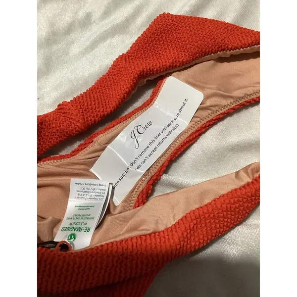 J. Crew Red Textured Ribbed Bikini Swim Bottom S - Image 3