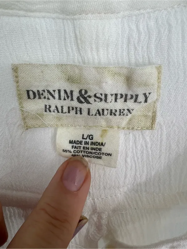 Denim & Supply Ralph Lauren White Viscose Button Down Overshirt Shirt Size L - Image 8