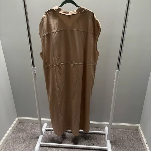 Old Navy Mocha Taffy Waist-Defined Utility Midi Shirt Dress - Image 8