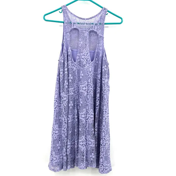 Free People size small purple lace sleeveless dress with cutout on‎ back lined - Image 2