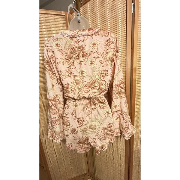 Agua Bendita peach floral long sleeve shorts cotton jumper skipper suit - Image 5