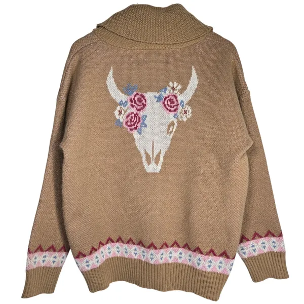 Savanna‎ Jane One More Shot Longhorn Floral Knitted Cardigan Sweater Size M - Image 2