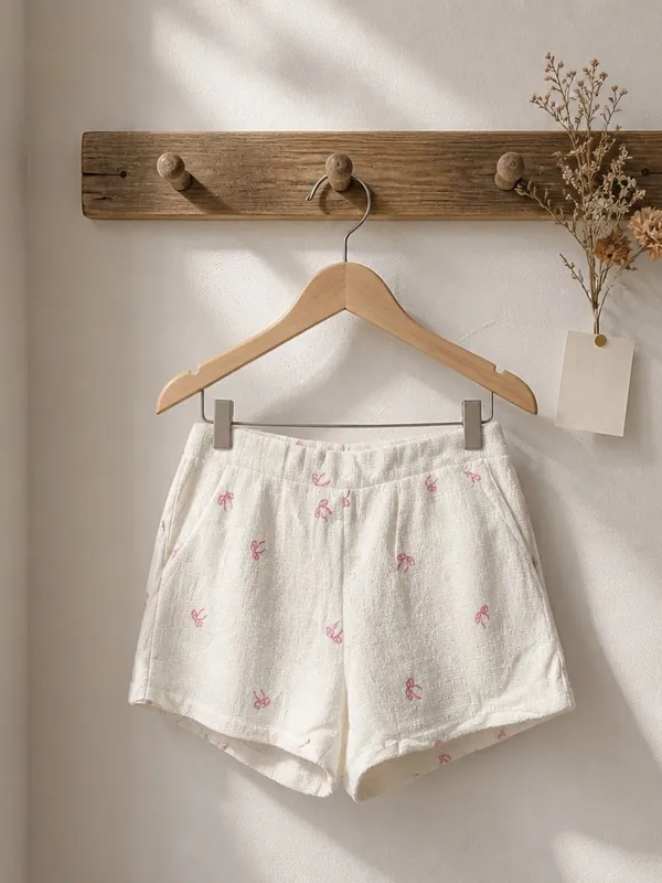 Umgee Cream Floral High-Waist Lounge Shorts Set with Pink Accents - Image 4