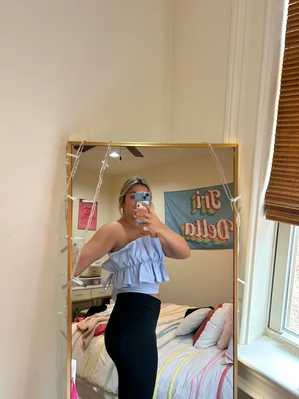 DO+BE Baby Blue Ruffle Top - Image 4