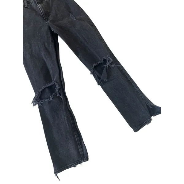 ABERCROMBIE & FITCH 90s Straight Ultra High Rise Black Distressed Jeans Sz 25/0 - Image 6