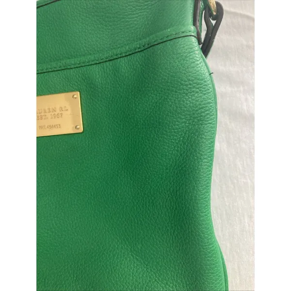 Lauren Ralph Lauren Leather Pebbled Crossbody Green Gold Hardware - Image 5