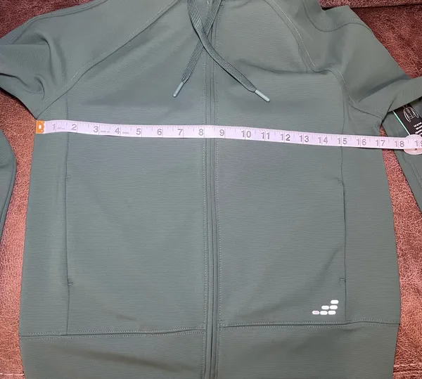 BCG Women's Full Zip Hooded Jacket Pockets Green Relaxed Fit XS Training Green - Image 4