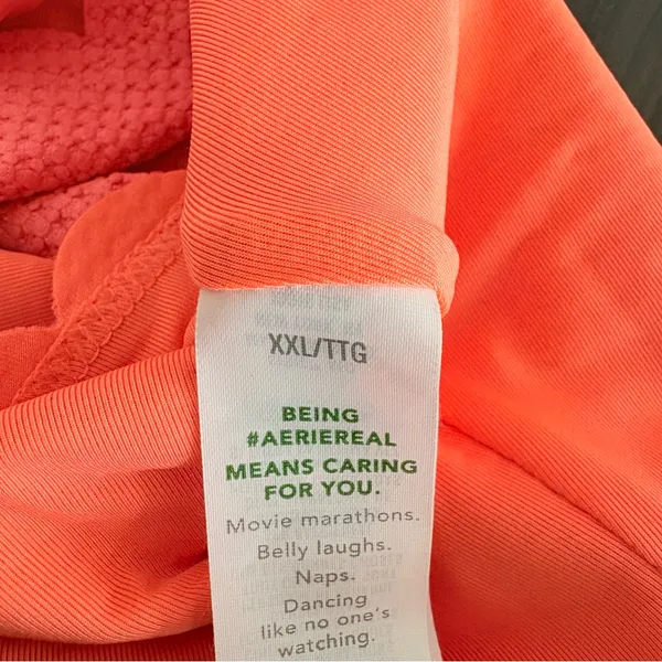 Aerie Waffle Scalloped One Piece‎ Swimsuit in a coral/neon Size XXL - Image 9