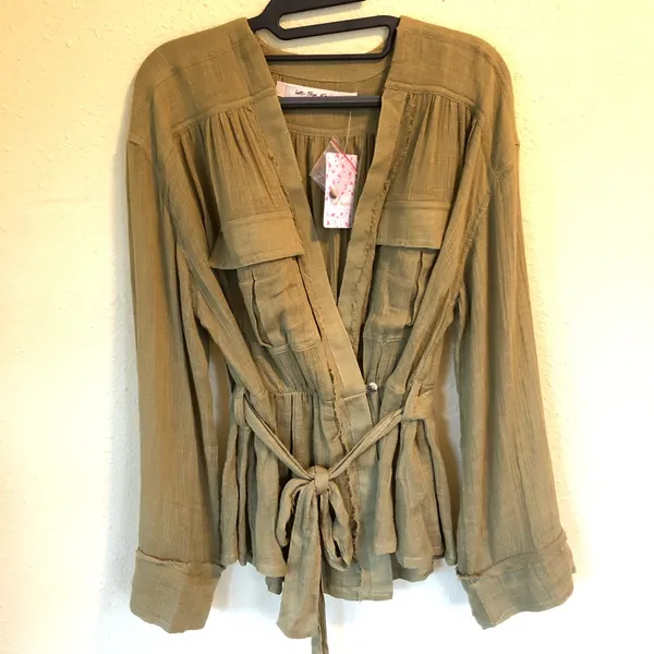 NEW Free People Blouse/Lightweight Jacket Olive S - Image 5