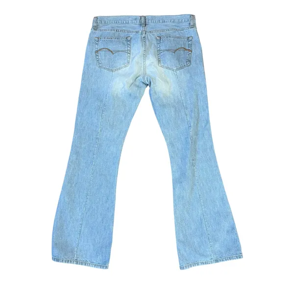 Vintage American Eagle Y2K Flare Jeans Women's 10 Low Rise Seamed Light Wash - Image 2