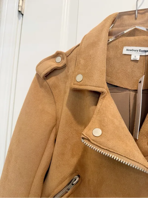 VICI NWT Mission District Pocketed Faux Suede‎ Moto Jacket Camel size Small - Image 6