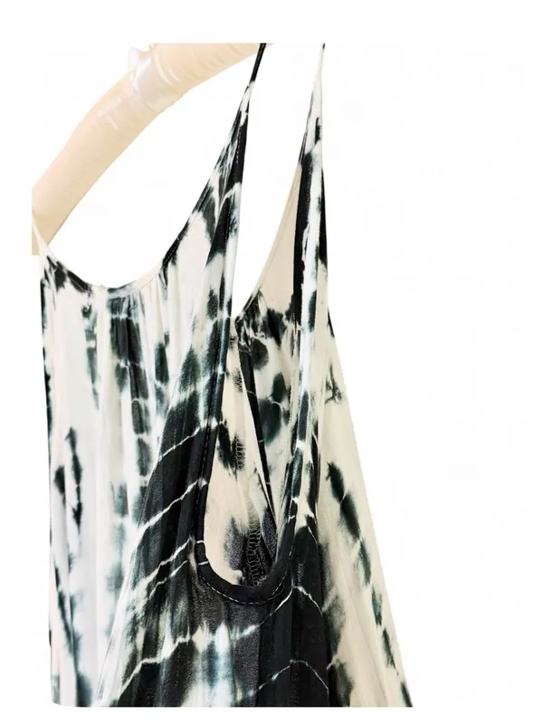 Elan Woman’s Boho White/Black Tie Dye Cold Shoulder Peek-A-Boo Blouse Top Size M - Image 9
