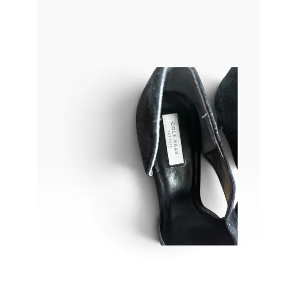 Cole Haan Bethany Open Toe Pump 7 Black Suede d'Orsay Stiletto Heels - Image 7