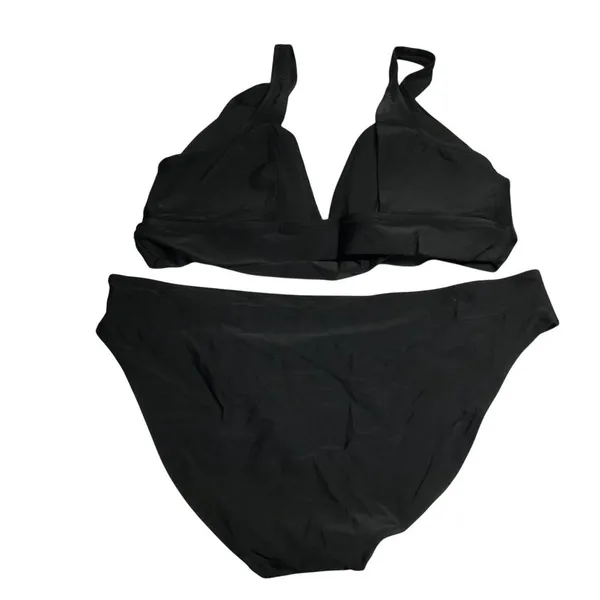 Aerie Bikini Set Hipster Brief Triangle V Neck Removable Cups Black XXL - Image 2