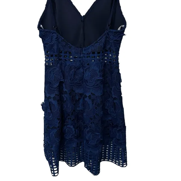 LOVERS + FRIENDS‎ Maren Navy Lace Ruffle Mini Dress Womens Size Extra Small XS - Image 6