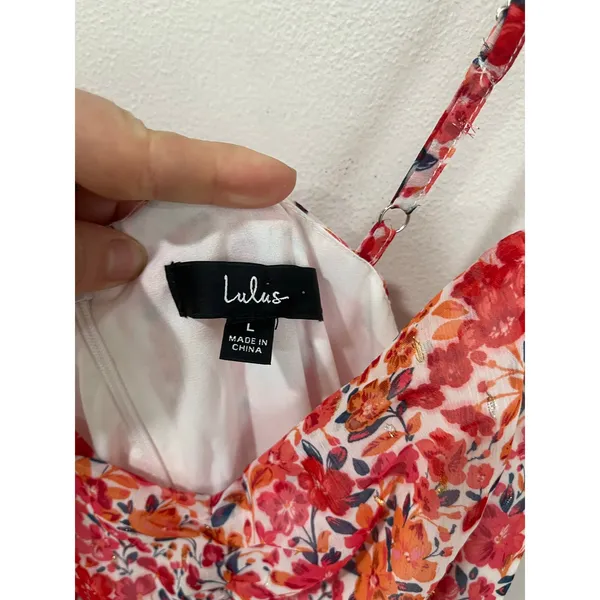 Lulus Posh Petals Red Floral Lurex Cold Shoulder Maxi Dress Size Large‎ Boho - Image 8