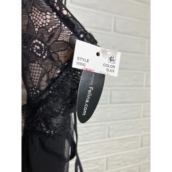 Cassandra Intimates Babydoll Women‎ M Black NWT Lace Mesh Underwire 999562 - Image 3