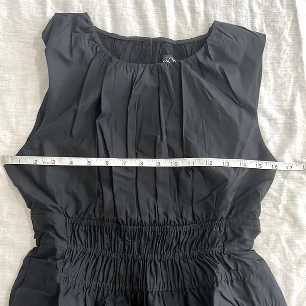 J. Crew Sleeveless Midi Dress Poplin Cotton Black Smocked Size Small Petite‎ - Image 7
