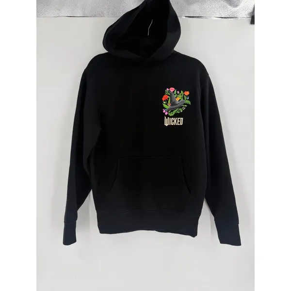 Old Navy Wicked‎ Hoodie Women M Black Floral I Feel Wicked Graphic Whimsigoth - Image 5