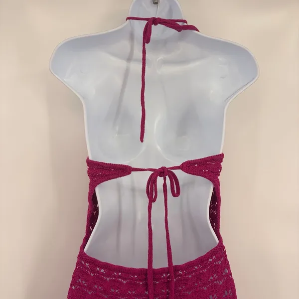 Future Collective Alani Noelle Crochet Halter Maxi Dress L Magenta Y2K Festival - Image 7