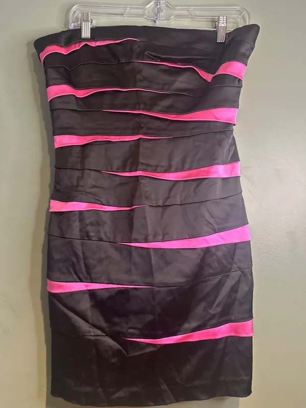 Betsy & Adam Size 14 Strapless Cocktail Dress Black Pink Y2K Prom Made USA - Image 3
