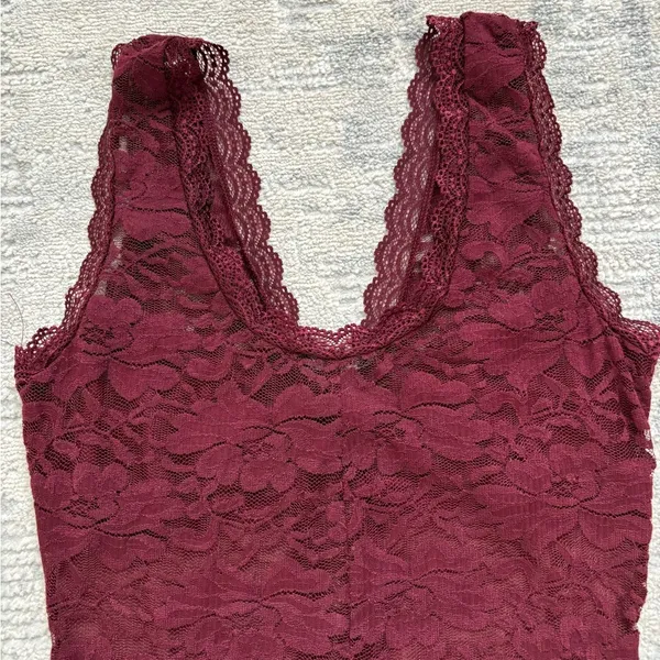 Shinestar Burgundy Sheer Lace Bodysuit Teddies Size M - Image 15