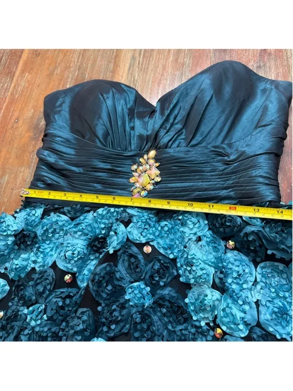 Blush Prom Teal Strapless Teacup Dress Size 12 - Image 10