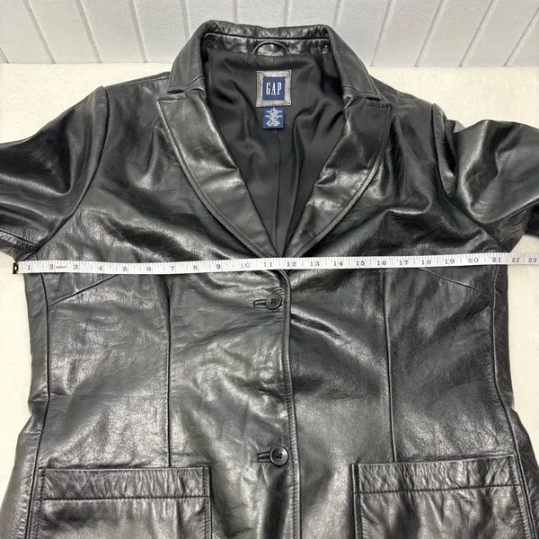 GAP Vintage Y2K 2000 Women’s Black Genuine Leather Jacket Size L‎ - Image 7