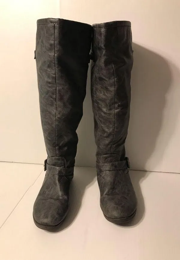 Journee Collection gray red tall boots women size 10 - Image 3