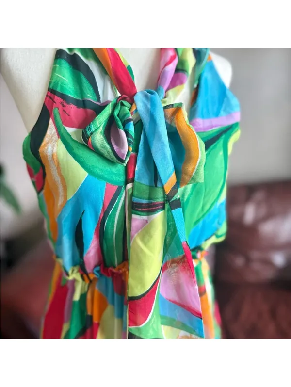 Nine West Women’s Size Small Multicolor Sleeveless Colorful Abstract Maxi Dress - Image 5