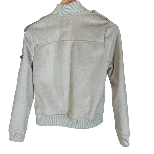 NWOT Chaser Faux Suede Faux Fur Lined Bomber Jacket Cream Size XS - Image 5