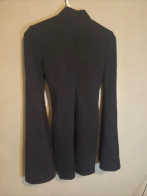 Michael Costello x REVOLVE Black Bell Sleeve Mock Neck Mini Dress XXS Bodycon - Image 2