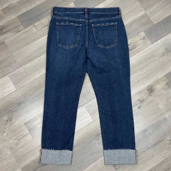 Old Navy Jeans Women Size 6 Blue Mid Rise Boyfriend Cuffed Hem‎ Crop Distressed - Image 9