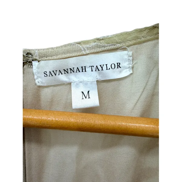 Savannah Taylor Floral Organza Puff Sleeve Belted Mini Dress Cream M Fairy Girly - Image 3