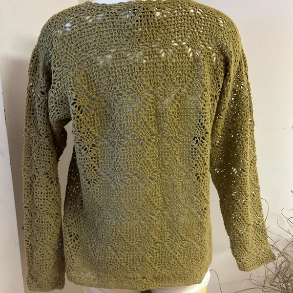 Forenza Vintage whimsical crochet knit green fairy top size M - Image 3