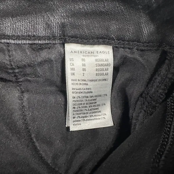 American Eagle Hi-Rise Jeggings Size 00 Regular‎ Black Wash Denim Skinny Jeans - Image 6
