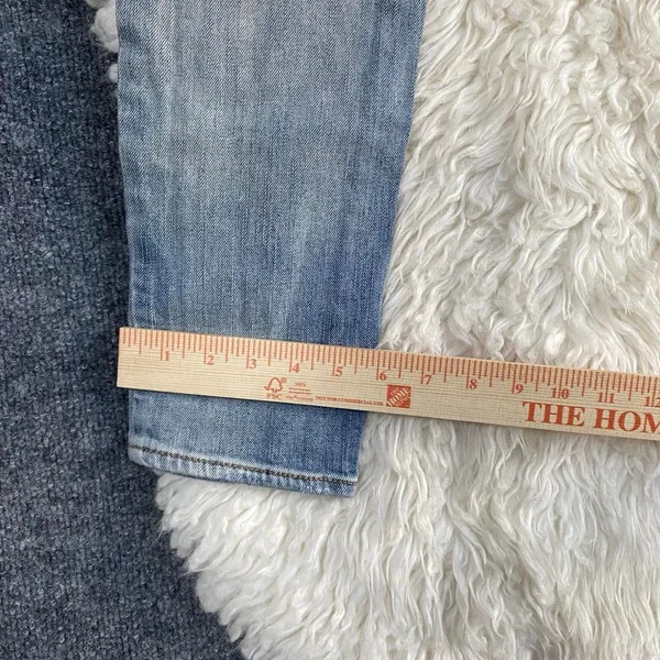 AMERICAN EAGLE LIGHT BLUE DISTRESSED BUTTON FLY BOY JEAN DENIM MID RISE - Image 7