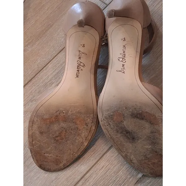 Sam Edelman Strappy Tan Beige Open Toe Heeled Sandals 3 in Heel Women size 8.5 - Image 6