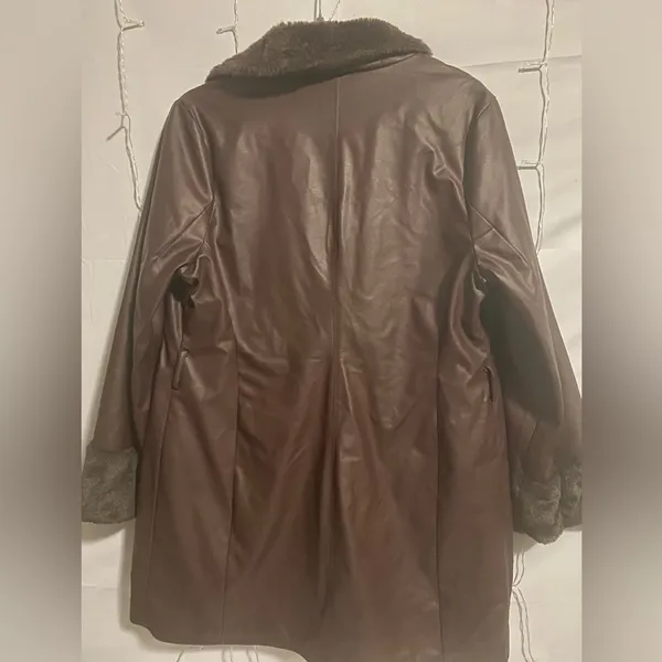 Missguided Chocolate Faux Leather Jacket Brown Size XL - Image 4