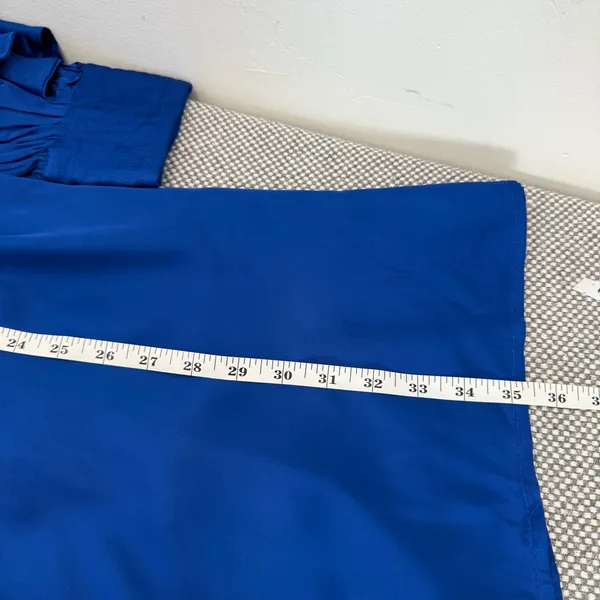 FARM RIO BRIGHT BLUE BACKLESS RUFFLED SLEEVE MINI DRESS BLUE size XL - Image 12