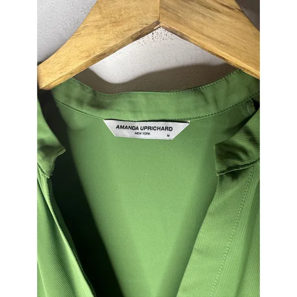 Amanda uprichard green sleeveless tiered mini dress pockets size M - Image 3